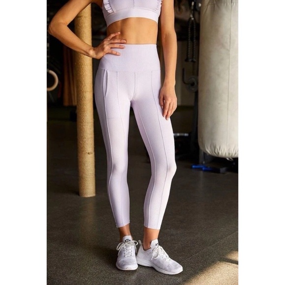 Free People Pants - Free People Movement Womens Leggings Purple Ribbed Pull On Stretch Yoga Sz XS